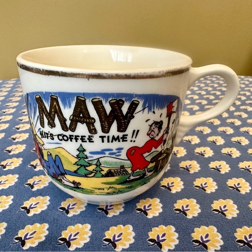 Vintage 1930s MAW PAW COFFEE TIME Mug 8 oz. USA Cabincore - Picture 5 of 9
